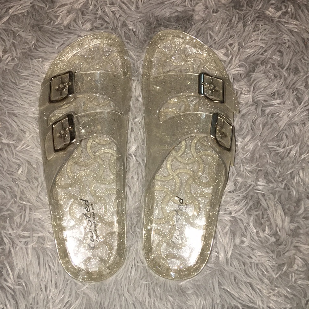 Silver glitter jelly sandals
